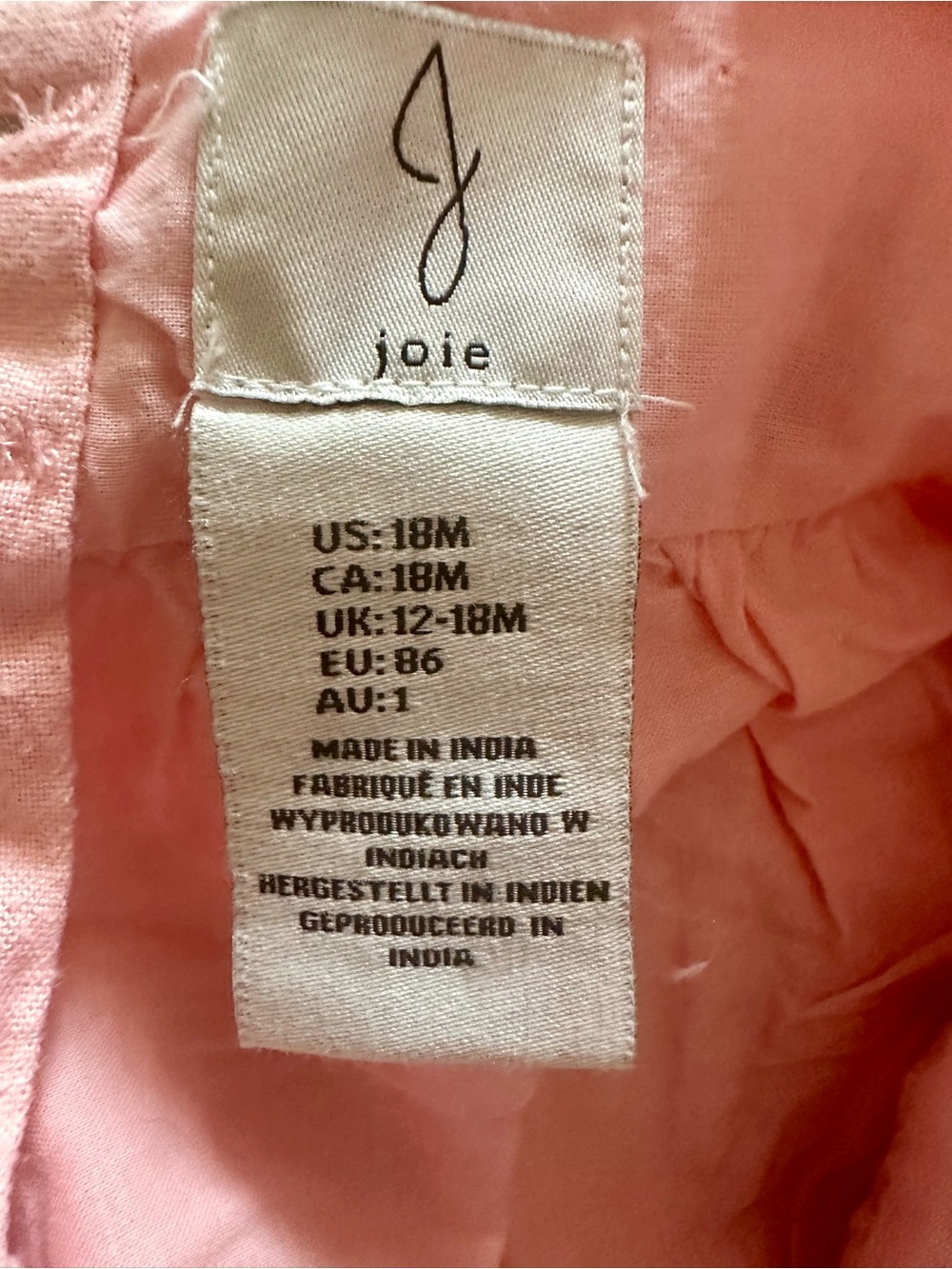 Joie Baby Girls Pink Linen Blend Embroidered Ruffle Set 18M - Picture 6 of 8
